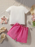 hot-selling girls' 3d bow top & heavy-duty washed denim skort set - two-piece outfit