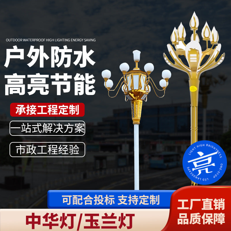 Zhonghua lamp led municipal road lighting landscape street light 10m 12m city square city electricity magnolia lamp manufacturer