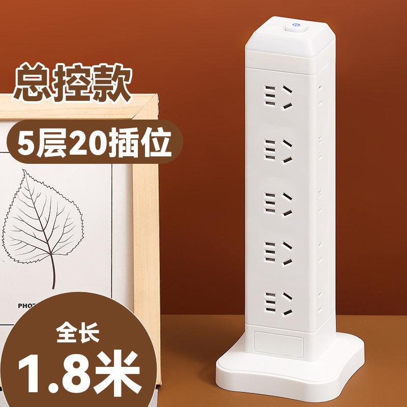 Authentic home & office vertical power strip - multi-outlet, pure copper, with usb ports - tower style