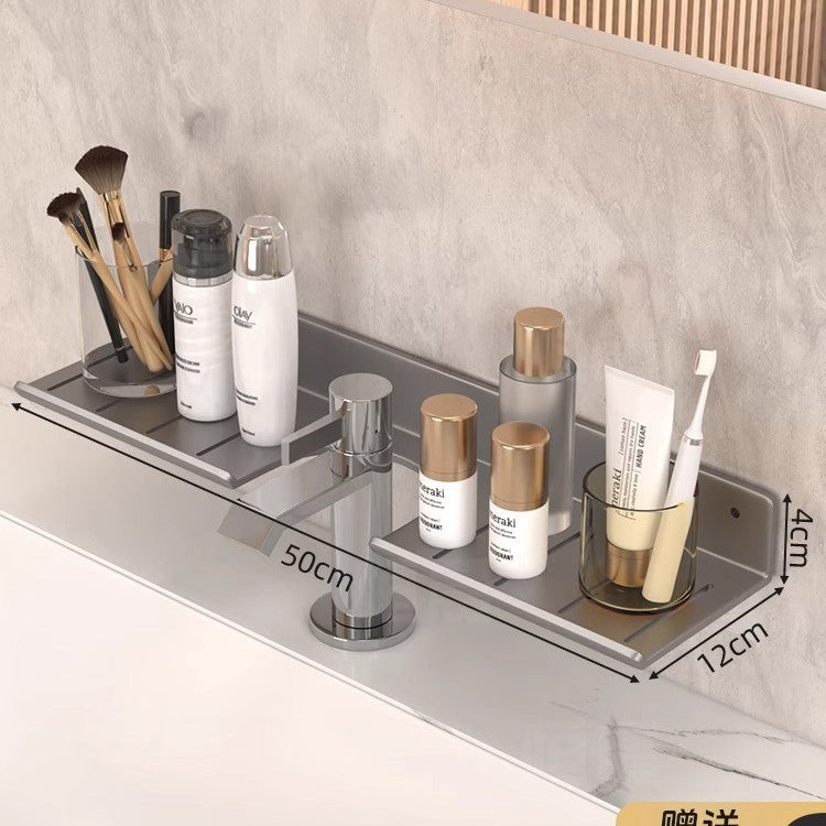 Bathroom vanity mirror front shelf, toilet faucet sink bathroom storage rack, drill-free installation