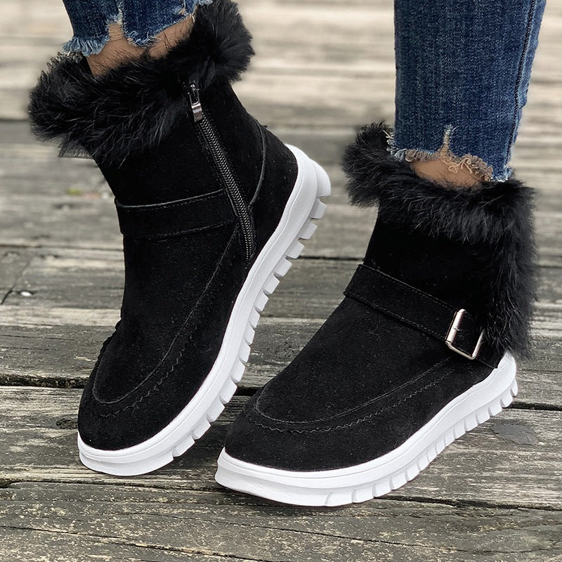 Export new arrivalwinterfashion women's boots bootsk-stylethickened short bootsfleece-linedheattechflats cotton shoes for women