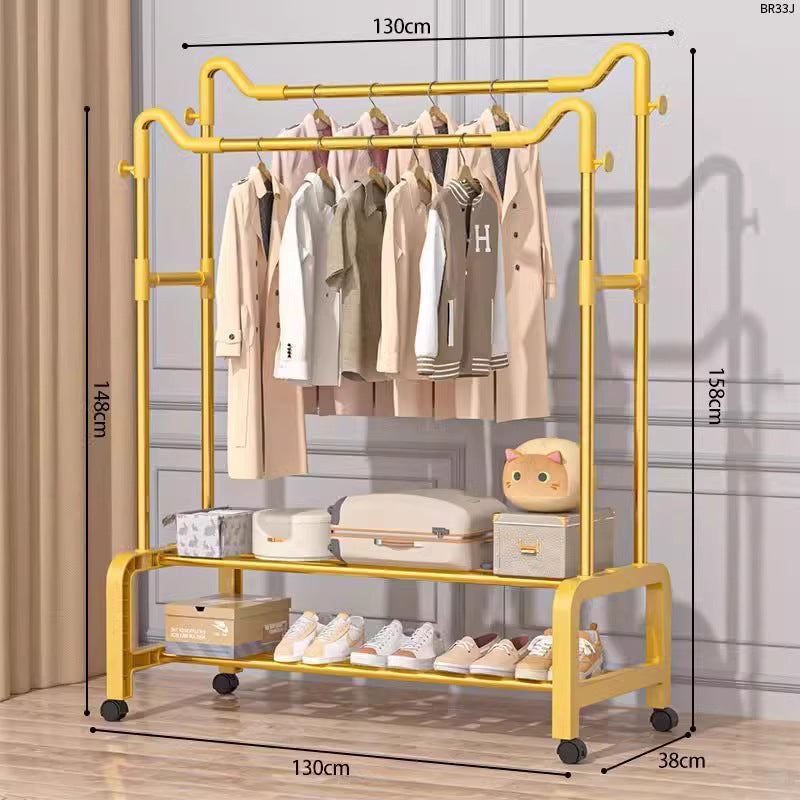 Clothes drying rack floor-standing for home bedroom hanging clothes foldable simple indoor dormitory movable storage rack for drying clothes and hats