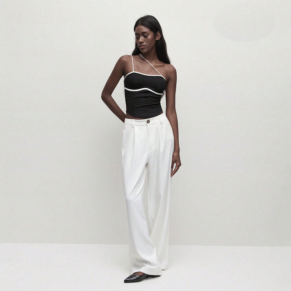 export women's clothing unique sense of design camisole spring and summer sexy one-sided sling sleeveless tops