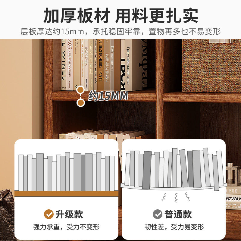 Solid wood short bookcase Walnut color locker American small cabinet Living room rack Record storage cabinet Locker