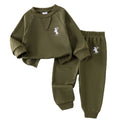 Amazon cross-border european and american girls' outfit: solid color knitted ribbed long-sleeve sweatshirt and sweatpants two-piece set for toddlers and young children