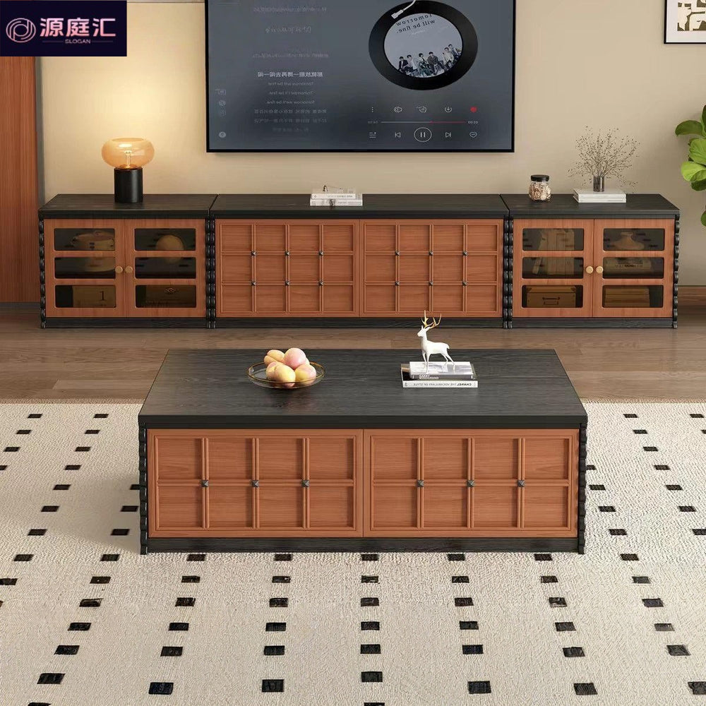French retro tv cabinet living room wall storage cabinet medieval style floor cabinet accessible luxury checkerboard cabinet storage cabinet