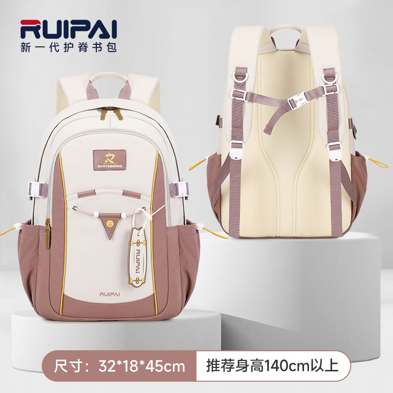 School bag for girls, primary school students in grades 3 to 6, large-capacity spine care to reduce the burden, 2025 new backpack for junior high school students