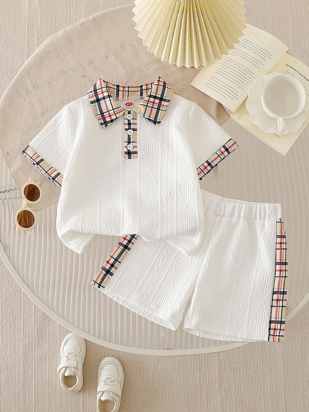 summer new arrival cross-border e-commerce striped textured children's knitted casual pants two-piece set for boys