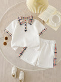 summer new arrival cross-border e-commerce striped textured children's knitted casual pants two-piece set for boys
