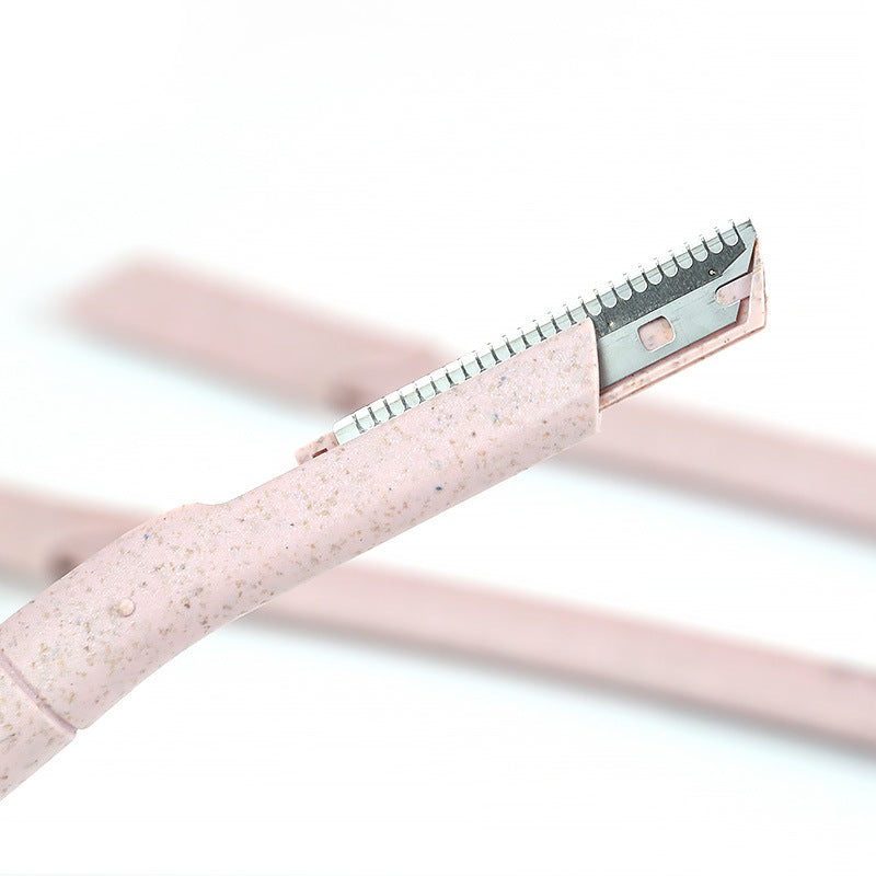 Straight handle environmental-friendly eyebrow trimmer for women, wheat straw, biodegradable material, eyebrow trimmer, stainless steel protective net, eyebrow trimmer wholesale