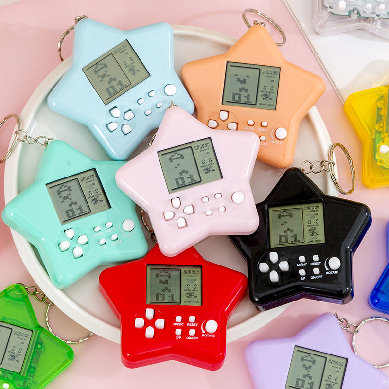 tetris electronic game console - portable handheld mini game console keychain charm toy