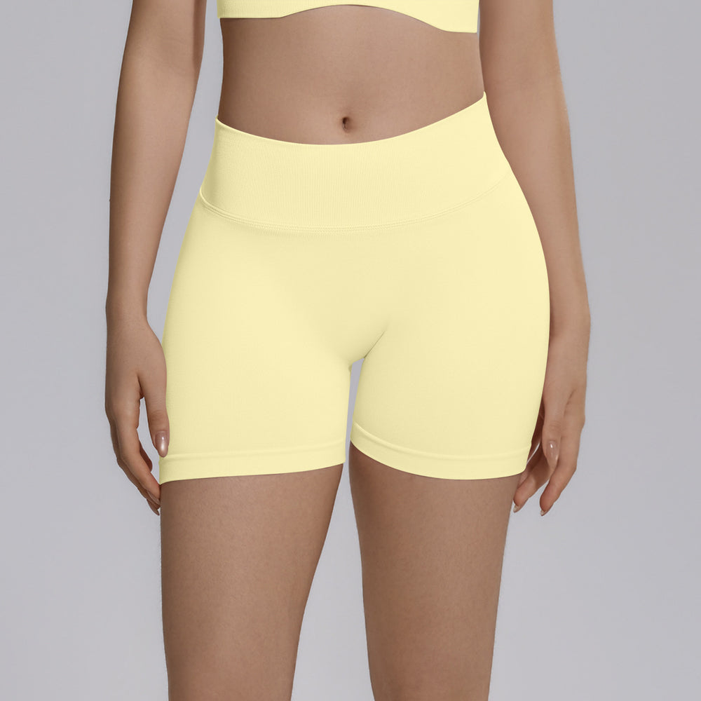 New seamless v-waist yoga shorts - quick-dry, tight-fit, peach lift workout shorts for outdoor running and fitness