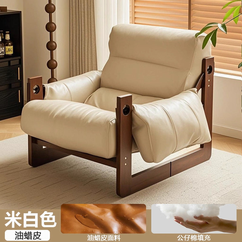 Medieval jersey island chair casual chair balcony single lazy sofa lounge chair living room reclining and sleeping solid wood sofa