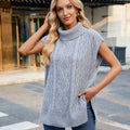 Fashion cross-border foreign trade women's clothing  independent station new arrivalcasual turtleneck sweater knitted vest vest trendy