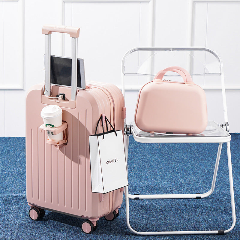 New multi-function USB interface suitcase, men's and women's high-value suitcase, universal wheel trolley case 26 password case