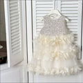 summer girls' dress petal hem high-end formal gown sequined sleeveless soft tulle vest princess dress wholesale
