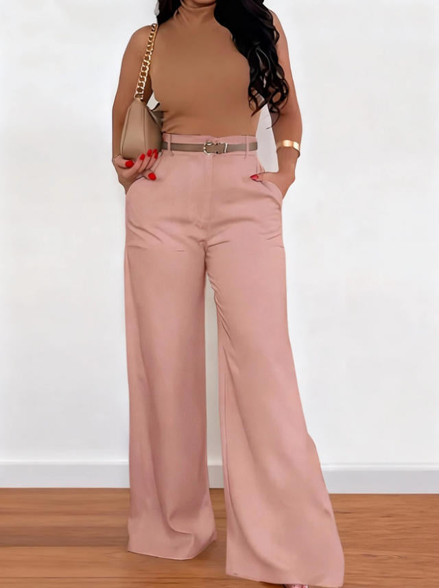 new women's cross-border e-commerce fashion: elegant and chic straight-leg trousers - high-waisted, drapey, versatile wide-leg formal pants