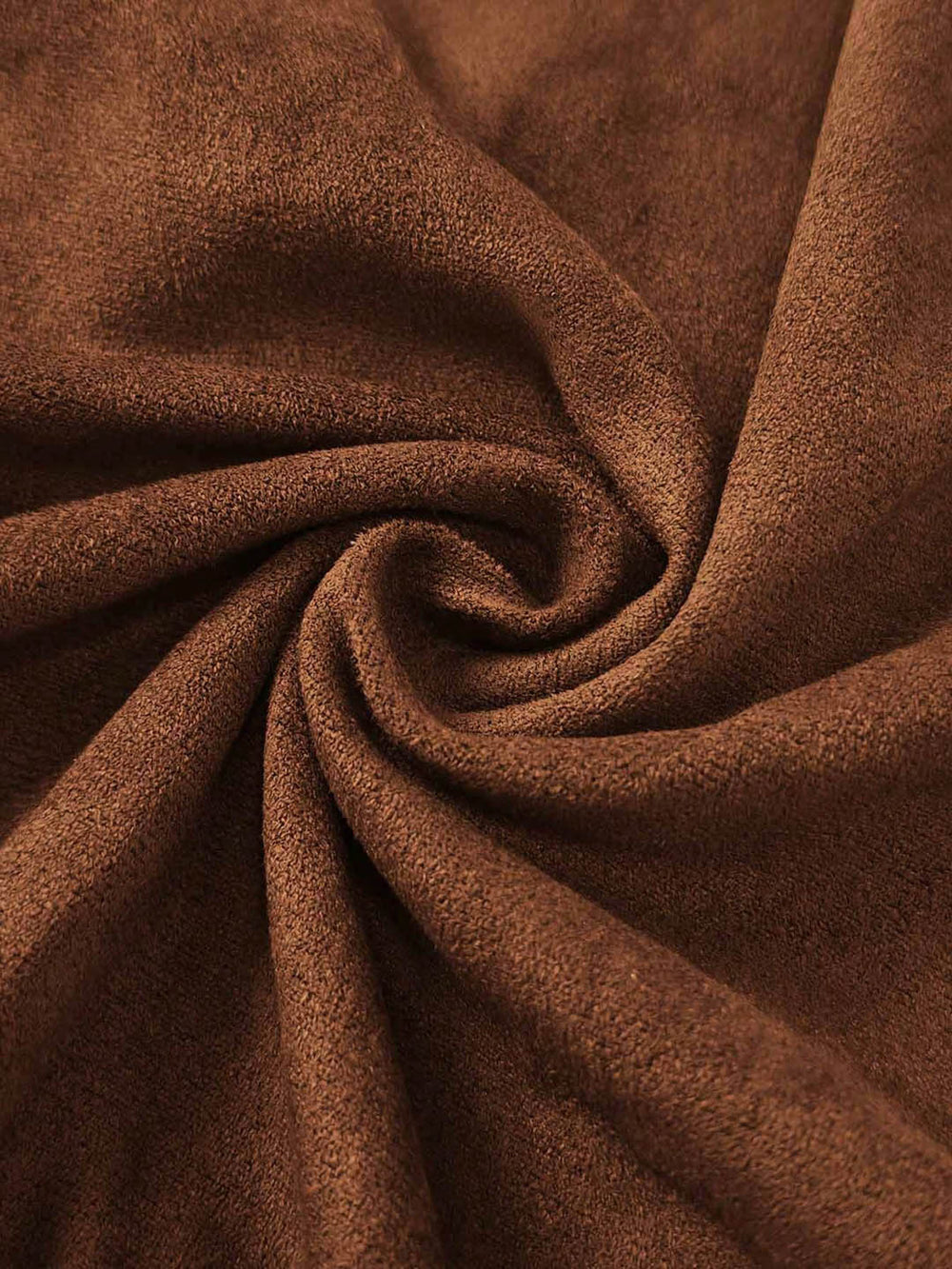 Autumn/winter coffee brown slim-fit long sleeve shirt and slit ruffle hem midi skirt retro western two-piece set