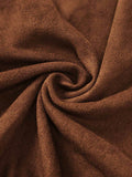 Autumn/winter coffee brown slim-fit long sleeve shirt and slit ruffle hem midi skirt retro western two-piece set