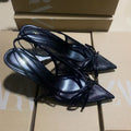 Za2025 summer socialite french style pointed-toe high heels - women's mesh bow-tie stiletto closed-toe sandals