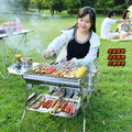 Portable bbq grill iron mesh stainless steel mesh bbq rack outdoor camping home charcoal grill folding stove