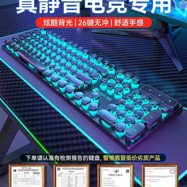 True silent mechanical feel keyboard and mouse set, wired computer headset, special keyboard and mouse for e-sports games, three-piece set