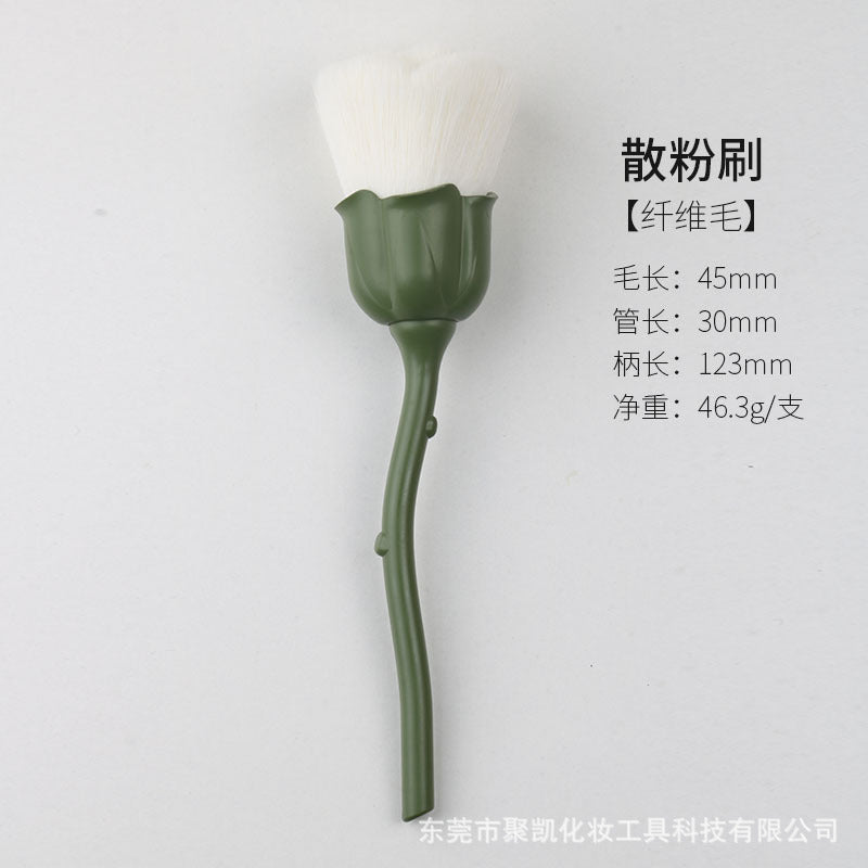 New gold electroplated rose powder brush, large soft bristle nail art dust brush, single pack floral makeup brush