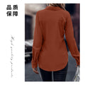 Button-down women's blouse, double-breasted satin collar long sleeve top, commuter style slim-fit cardigan, cross-border women's apparel