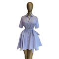 European and american cross-border women's fashion:  summer new arrival - elegant lapel, single-breasted button, pocket, tie-waist shirt dress