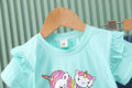 new boys' summer outfit set - trendy unicorn & kitten two-piece for toddlers, little kids, and big kids