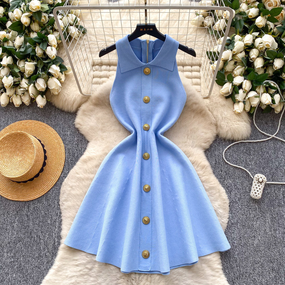 spring new arrival: sleeveless knit tank dress - cinched waist, flared skirt, petite-friendly inner layer/underskirt