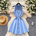 spring new arrival: sleeveless knit tank dress - cinched waist, flared skirt, petite-friendly inner layer/underskirt