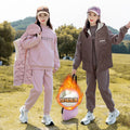 Girls' fall/winter hooded three-piece set, big girls' cotton-padded outfit,  new stylish children's winter clothes, thickened cotton-padded jacket