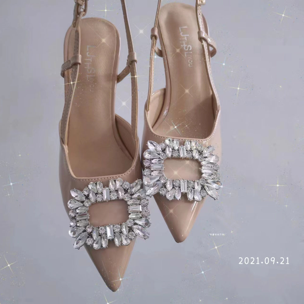 Black pure desire high heels women's stilettos 2025new arrivalpopularwork clothing women's shoes rhinestone pointed toe frenchelegantflats