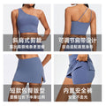 New women's high-waisted running and workout set: beautiful back sports bra, tight-fitting casual running fitness top, and yoga outfit