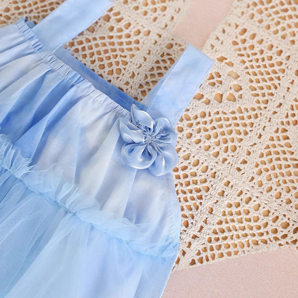 korean style baby girl summer princess romper dress - perfect for crawling, outdoor wear, and baby's first month celebration - includes mesh skirt detail