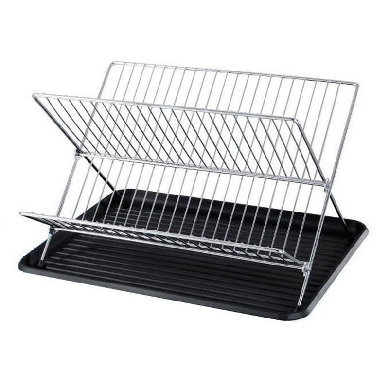X-type folding dish rack household double drain rack kitchen countertop rack simple dish storage bowl rack