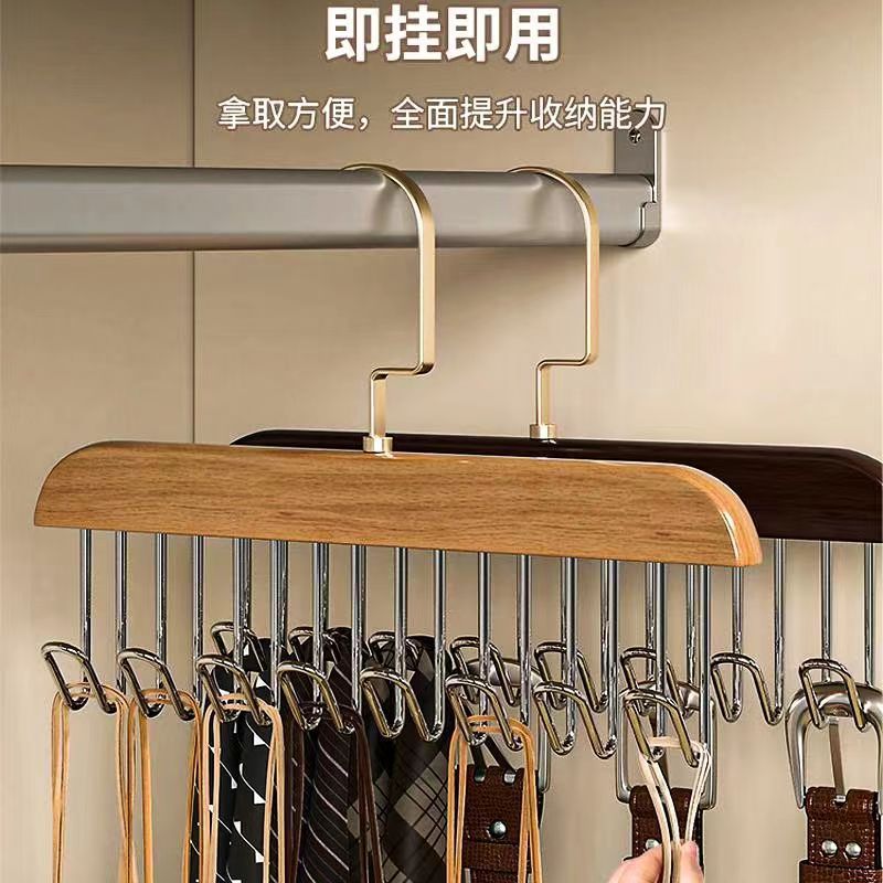 Solid wood clothes hanger intimates vest wooden storage rack tie hanging multi-function hook clothing store clothes drying rack wholesale