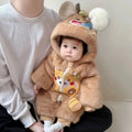 Infant cartoon onesie winter thickened warm romper baby boy and girl stylish outfit winter clothes fuzzy sweater
