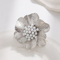 Wholesale floral rings - cross-border vintage statement pearl jewelry - women's high-end baroque irregular open ring
