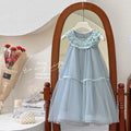 Girls' dress  summer korean style chic princess dress floral sleeveless mesh dress