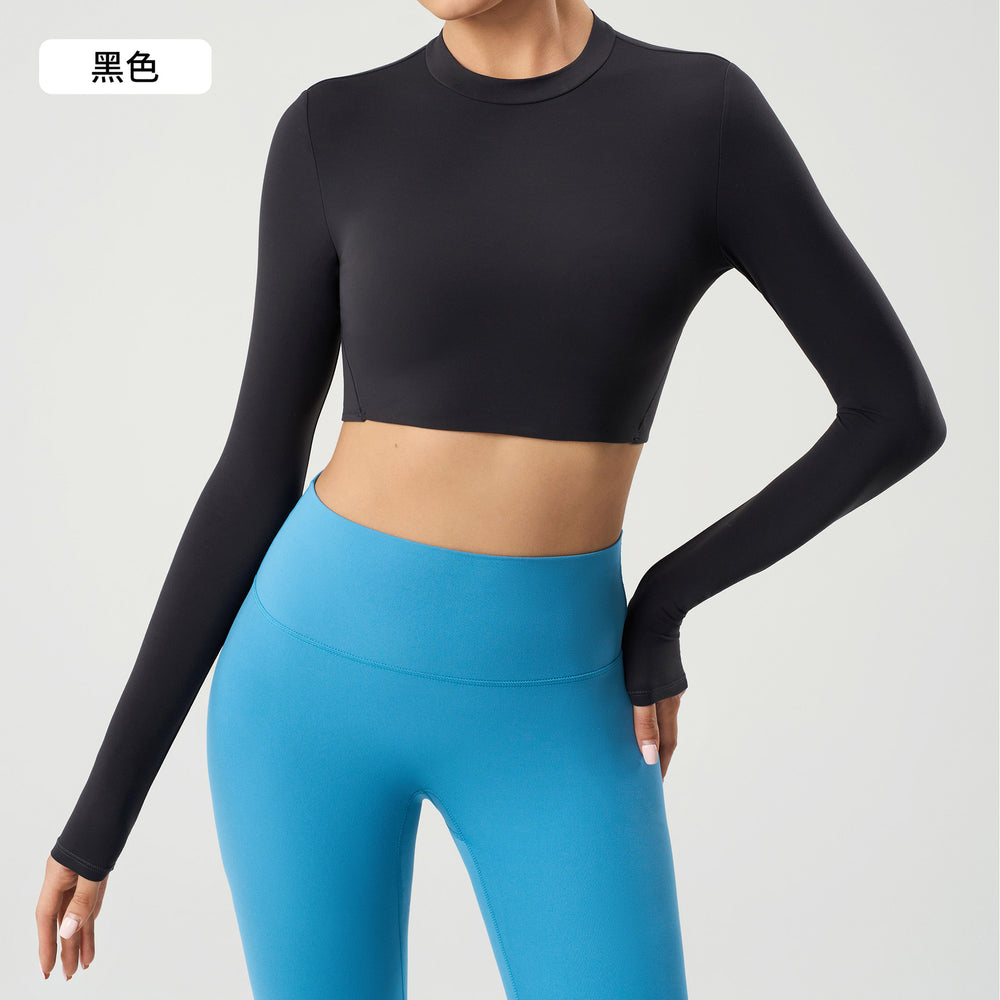 Women's yoga top - compression fit, sleeveless, no padding, long sleeve t-shirt, workout top, crop top for defined abs - daw173