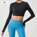 Women's yoga top - compression fit, sleeveless, no padding, long sleeve t-shirt, workout top, crop top for defined abs - daw173