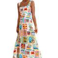 cross-border e-commerce european and american women's clothing: new summer collection - graffiti print cami bandeau maxi dress 661