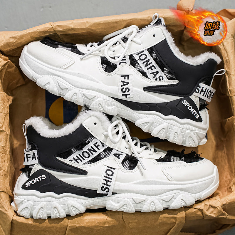 High-top men's shoes winternew arrivalfleece-linedheattech cotton shoes youth student sports casualnon-slip dad trendy shoes