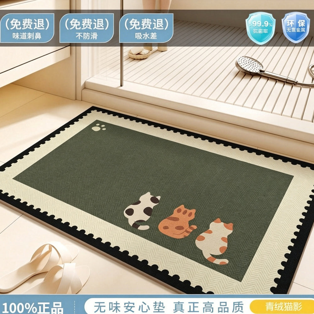 Diatom mud bathroom floor mat door absorbent quick-drying for home bathroom toilet foot mat medieval style wash basin non-slip