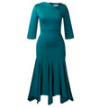 D594export women's clothing fall and winternew arrival slanted collar pure colorhigh waistasymmetrical mermaid dressol african dress