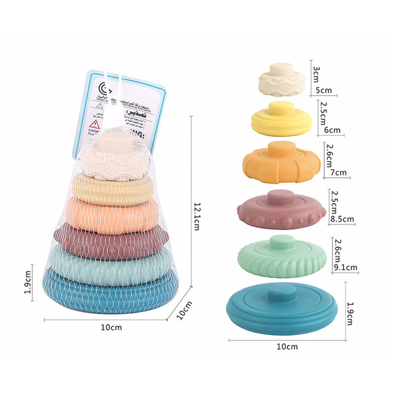 Cross-border export  baby vinyl stacking high early education cognitive soft glue stacking music baby stacking ring toy