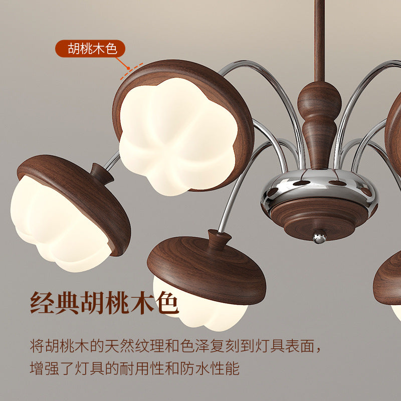 Medieval style walnut pattern retro flower living room chandelier French cream high-end bedroom dining room lighting new