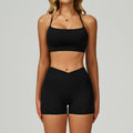 nude yoga suit cut out beautiful back yoga suit women's high waist belly wrap tight running fitness suit 2030
